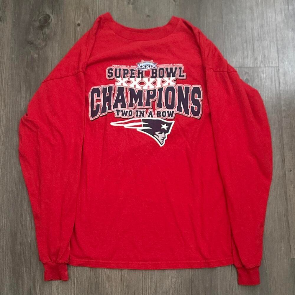 2000s red new england patriots Super Bowl XXXIX long sleeve